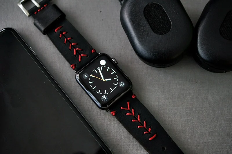 AWBF89-D123 handgefertigt Vintage Leder Uhrenarmband incl. Lugs Adapter für Apple Watch (oder Apple Watch Sport) 42mm oder 38mm – Bild 3